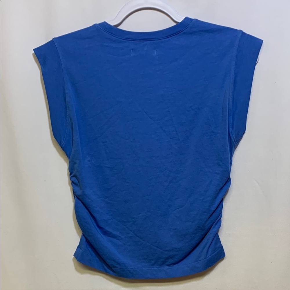 Madewell Blue Fitted Ruched Muscle Tee - Picture 3 of 3